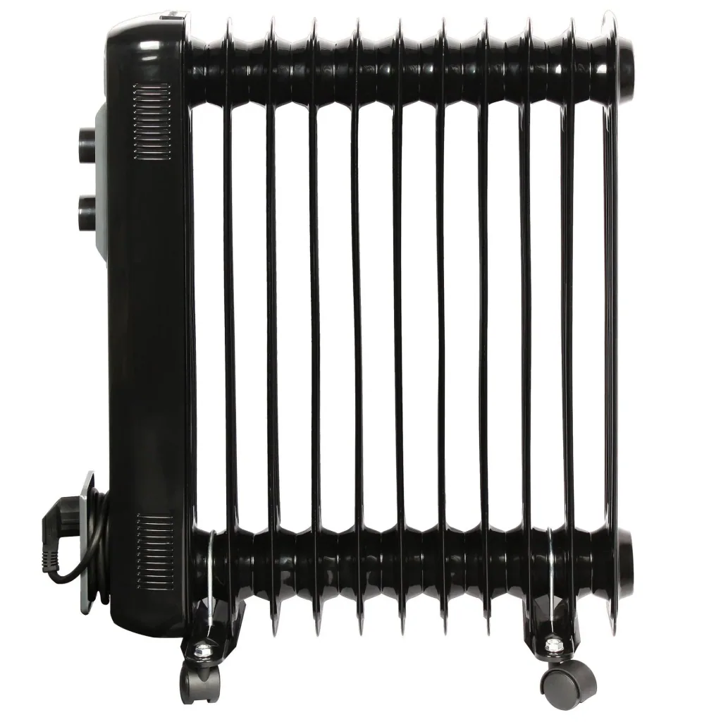 Mobile oil radiator, black, 11 fins