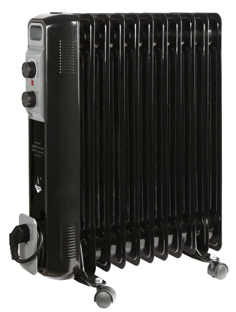 Mobile oil radiator, black, 11 fins
