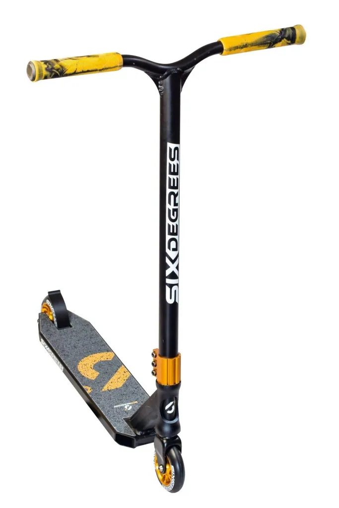 Stunt scooter with reinforced wing handlebar, HIC Compression, 100 mm, ABEC 9, 360° steering, black-copper brown