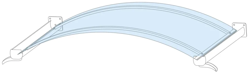Arched canopy type BV/B, 1600 x 900 x 250 mm, white - 17 kg
