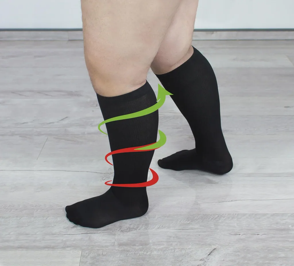 Travel support stockings for strong calves, black, size 39-41, double pack