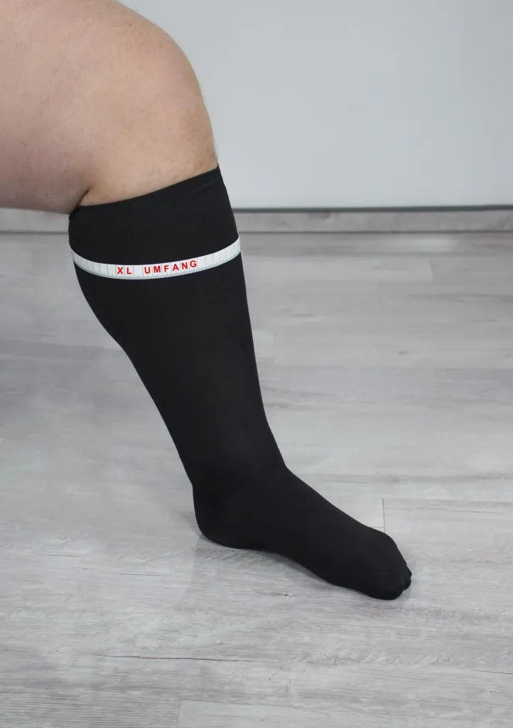 Travel support stockings for strong calves, black, size 39-41, double pack