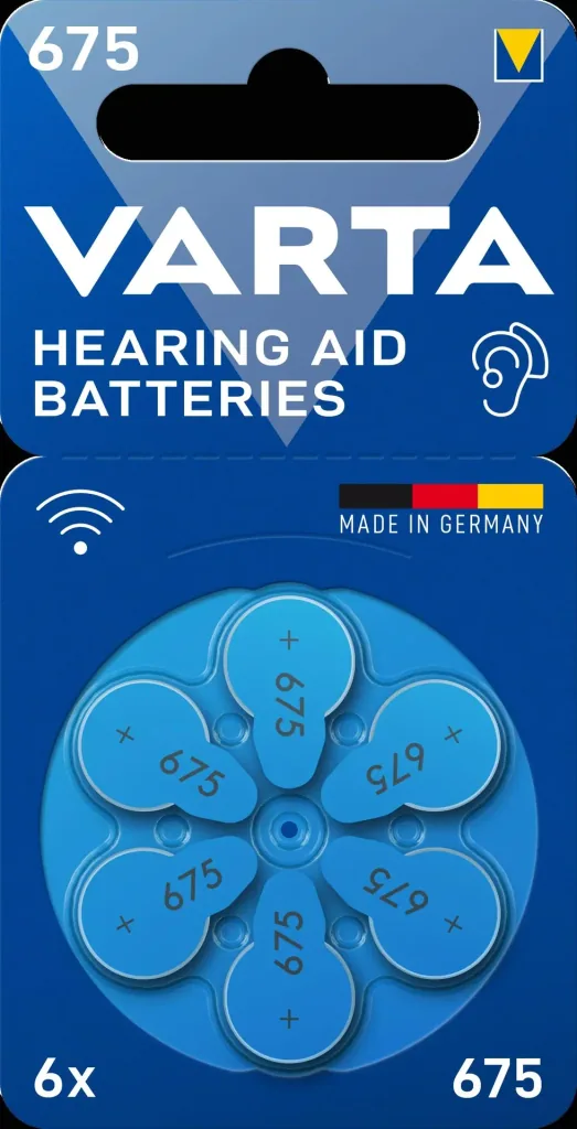 Hearing aid batteries Zinc-Air 675 (PR44), set of 6 - BLUE