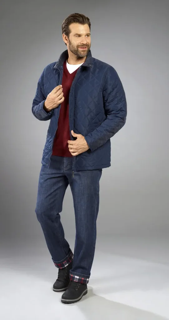 Quilted jacket with stand-up collar, navy, size M