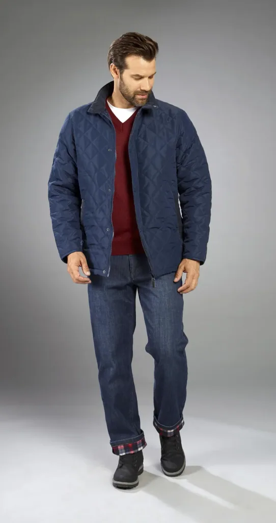 Quilted jacket with stand-up collar, navy, size M