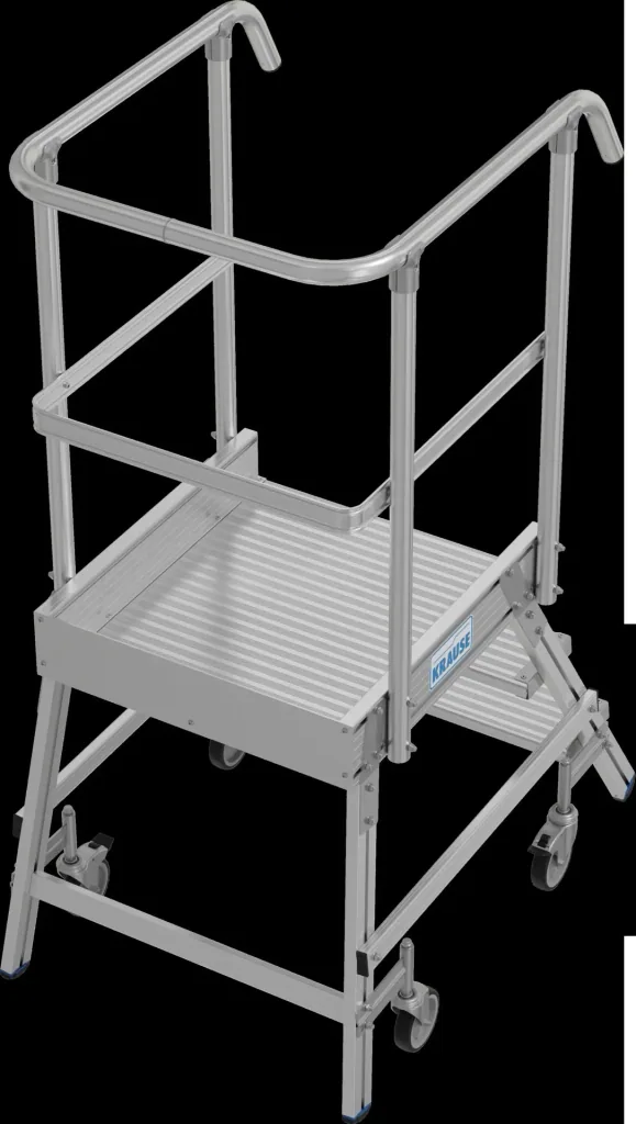 Platform ladder 3 steps aluminum one-sided, mobile