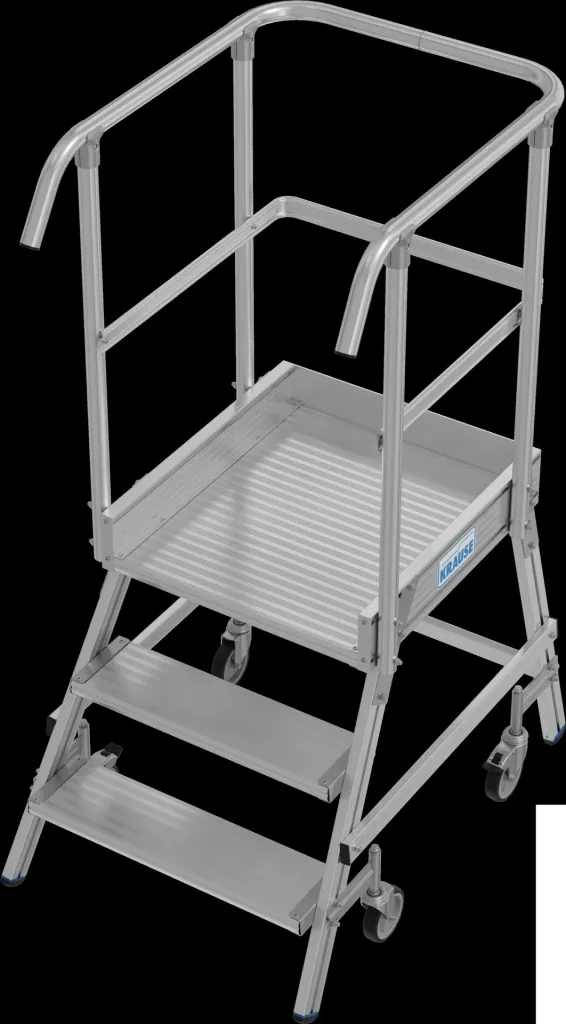 Platform ladder 3 steps aluminum one-sided, mobile
