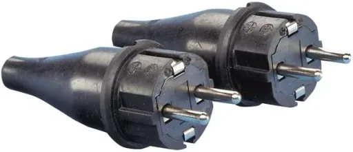 Solid rubber plug - 2 pieces with protective contact IP44 - black