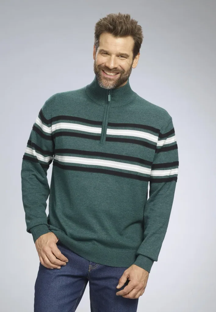 Sweater with stripes, color green, size M