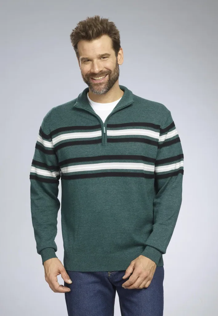 Sweater with stripes, color green, size M