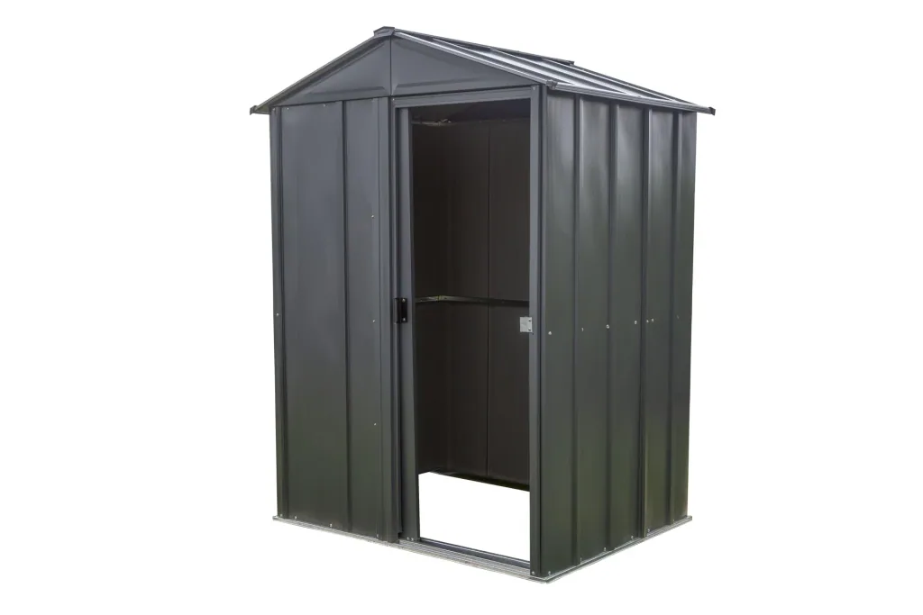 Tuinhuis 54 151×122×198 cm Grijs – verzinkt staal, zadeldak & schuifdeur