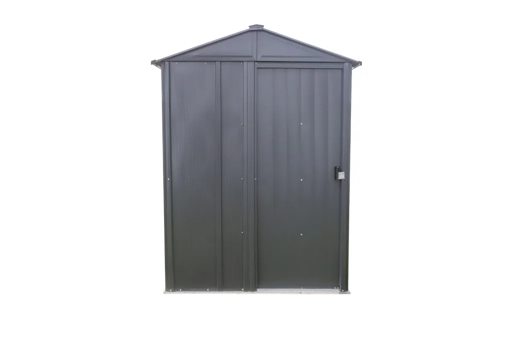 Tuinhuis 54 151×122×198 cm Grijs – verzinkt staal, zadeldak & schuifdeur