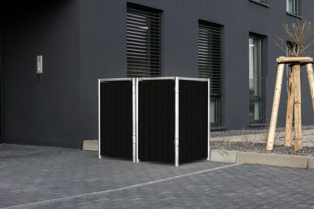 Garbage can box 240 liters, plastic, black, with connector, 2 pieces