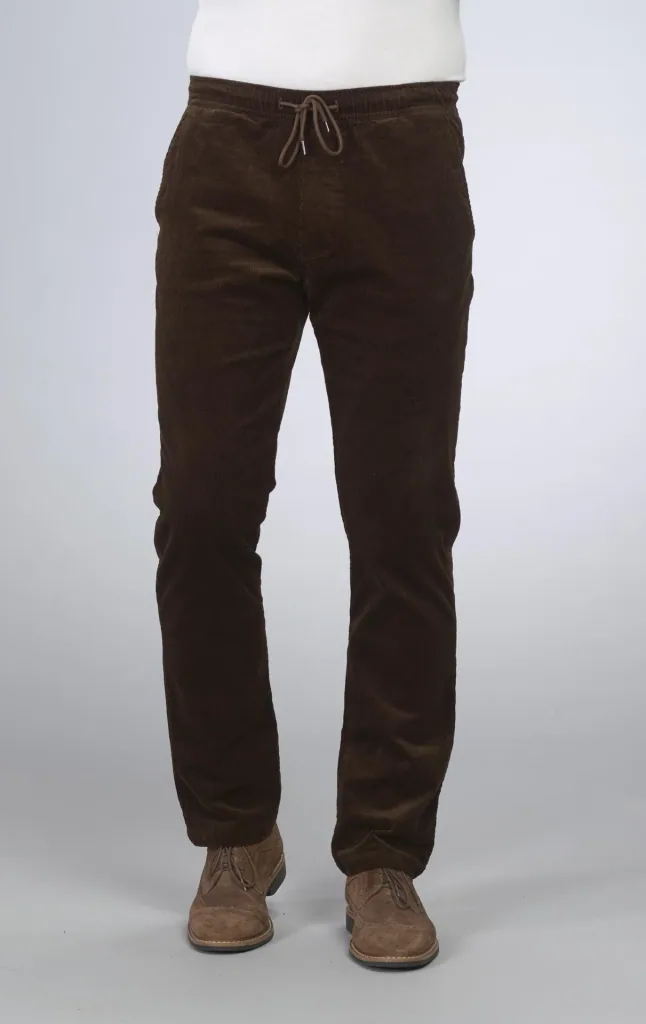 Pull-on corduroy trousers, color dark brown, size 28