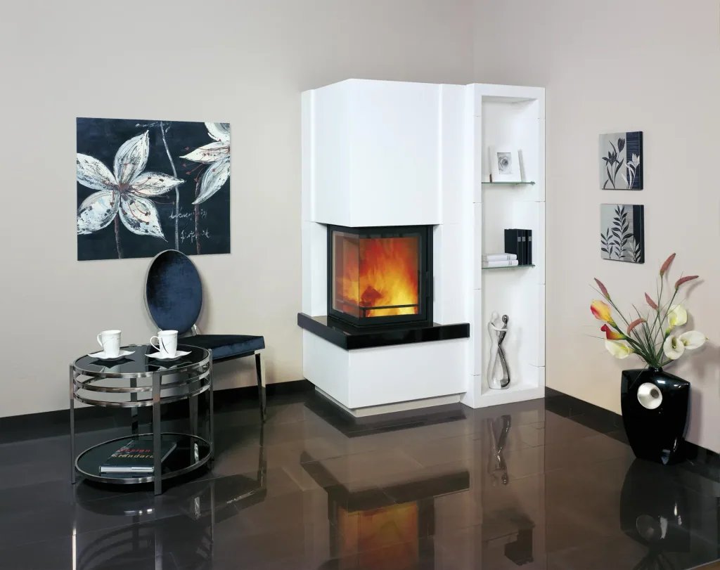 Easy 500 time-burning fireplace kit 8 kW with shelf ledge natural black