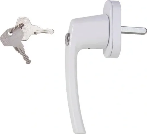 Lockable window handle with 2 keys, white, set of 2