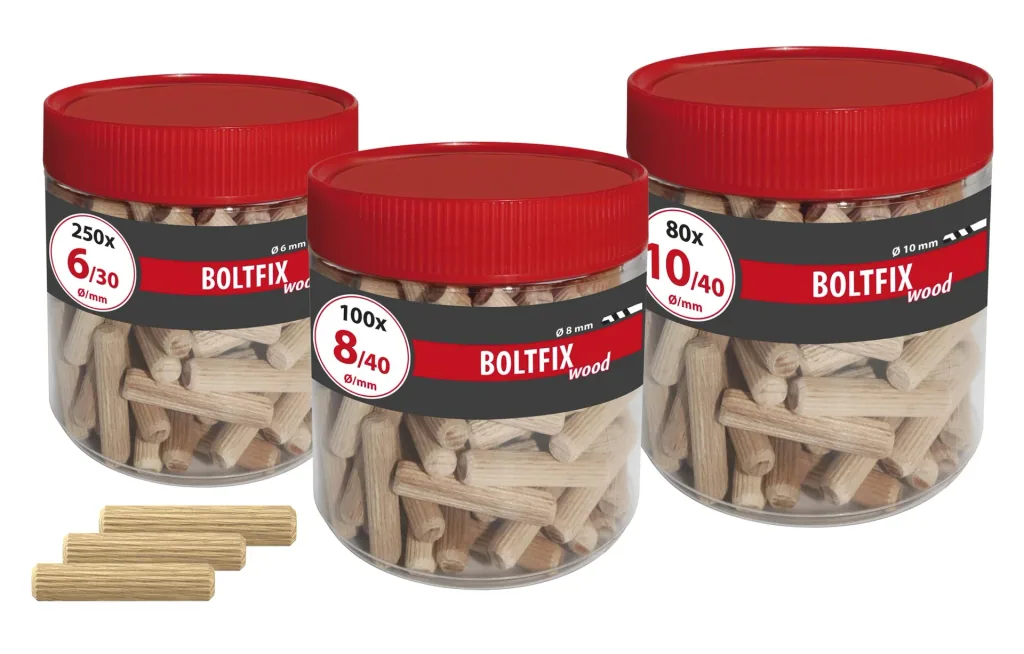 Wooden dowel Boltfix wood 8x40 mm, ribbed dowel made of solid beech