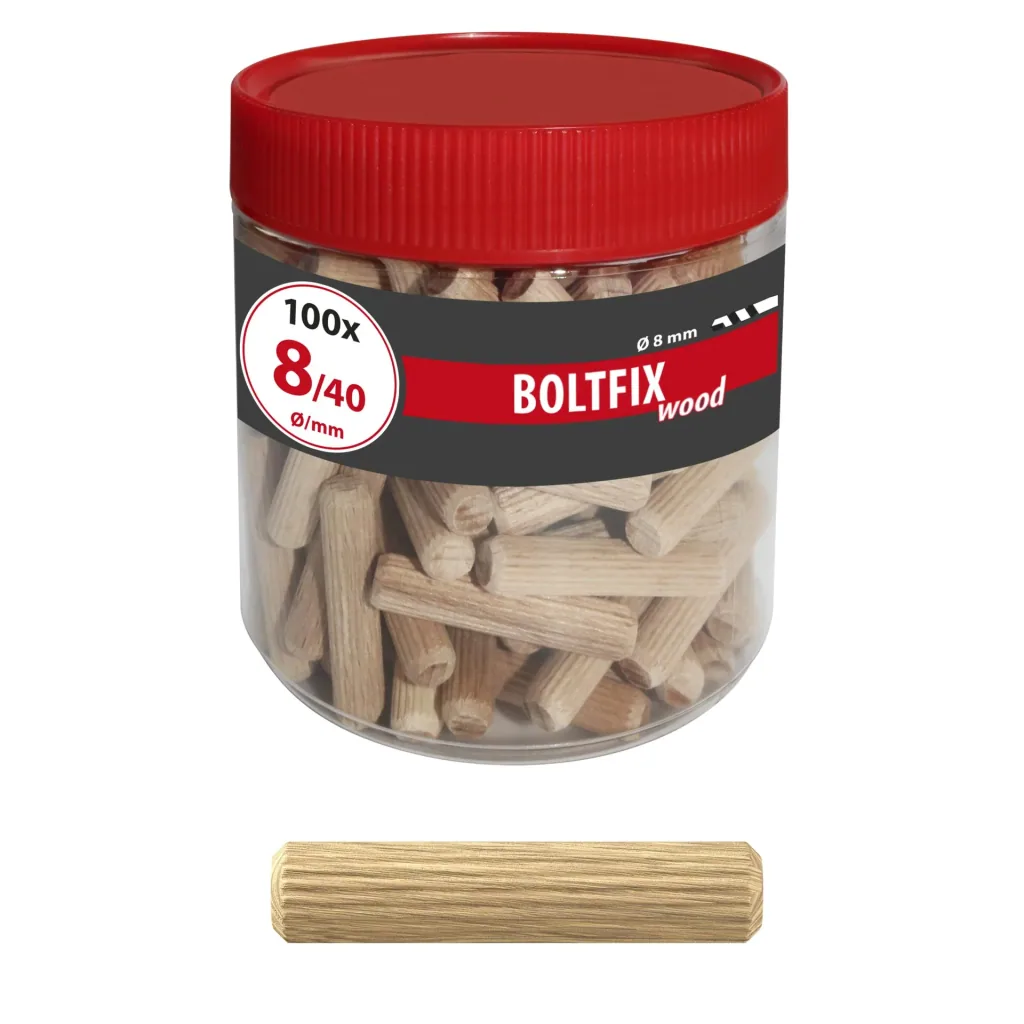 Wooden dowel Boltfix wood 8x40 mm, ribbed dowel made of solid beech