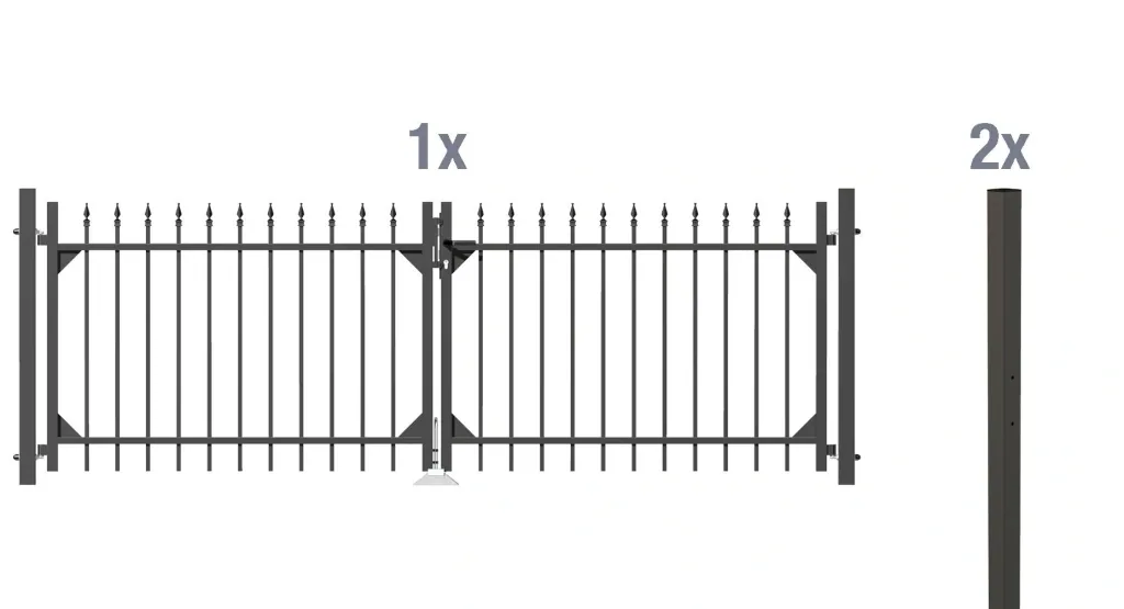 Double gate set Chaussee including posts 3 x 1 m anthracite matt