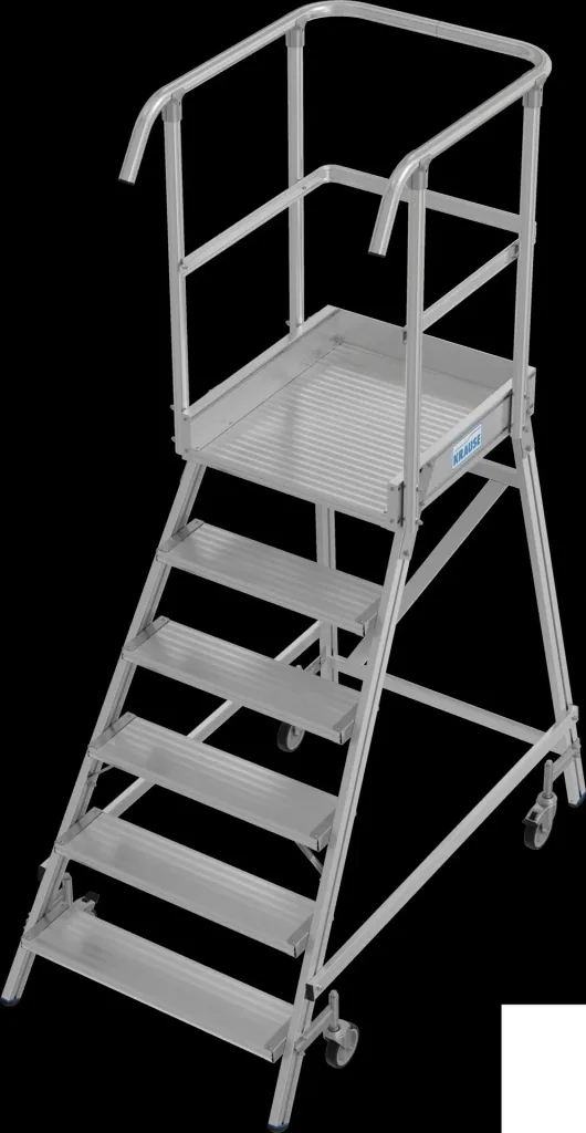 Platform ladder 6 aluminum steps one-sided mobile