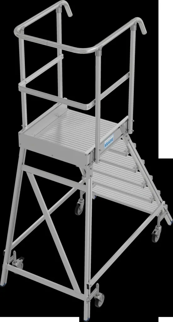 Platform ladder 6 aluminum steps one-sided mobile