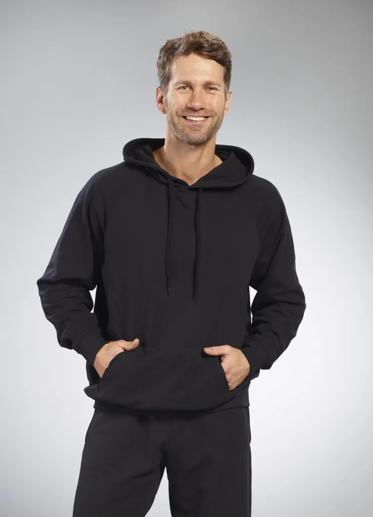 Hoody with kangaroo pocket, color black, size M