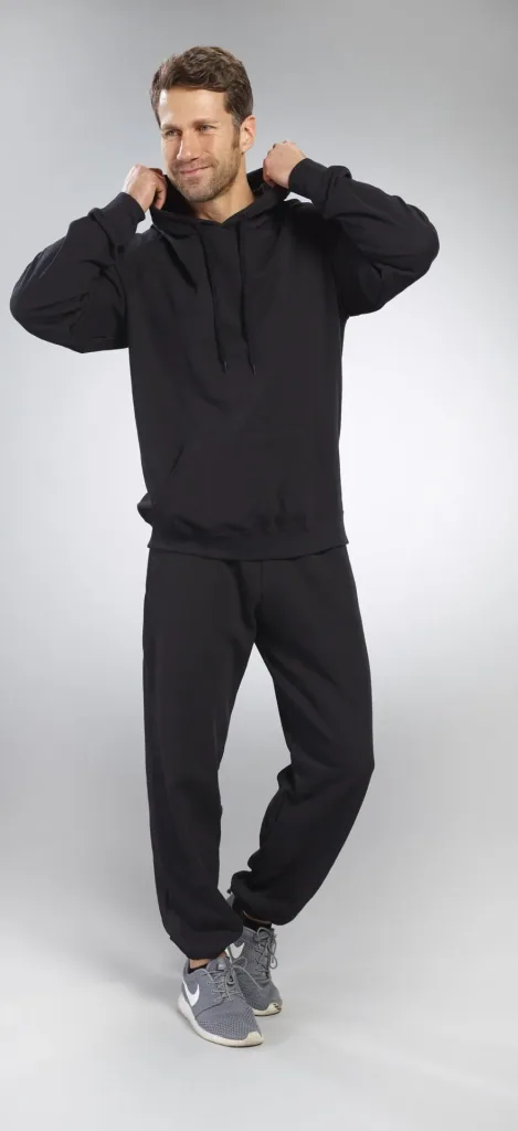 Hoody with kangaroo pocket, color black, size M