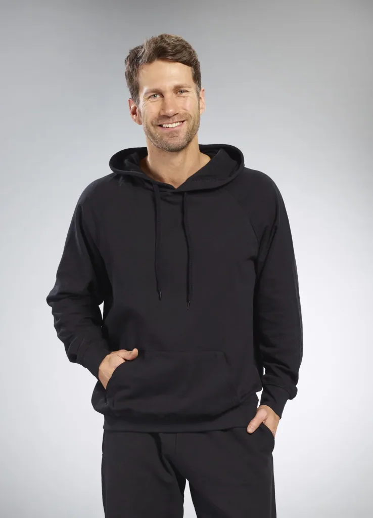 Hoody with kangaroo pocket, color black, size M