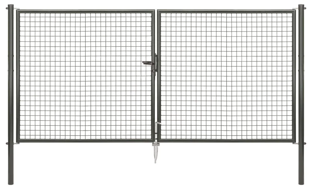 Double gate set with corrugated mesh including posts 3 x 1.5 m anthracite