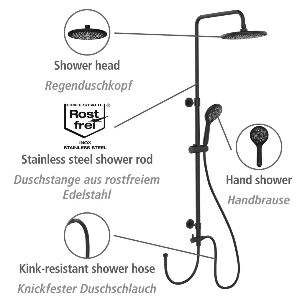 Watersaving shower system Black