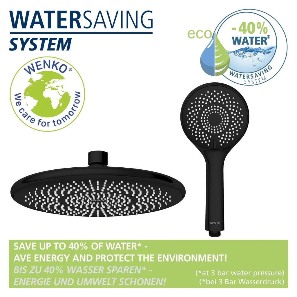 Watersaving shower system Black