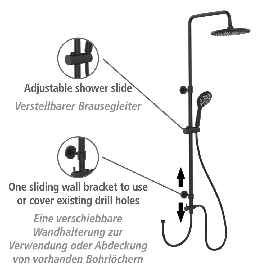 Watersaving shower system Black