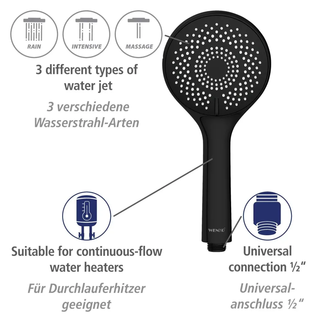 Watersaving shower system Black