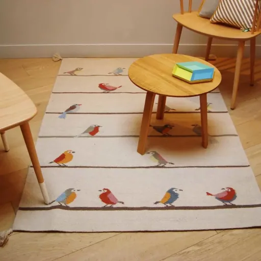 Art for Kids kindertapijt vogels, Maat: 140 x 200 cm