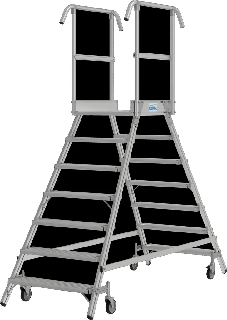 Platform ladder 2 x 7 aluminum steps, accessible from both sides