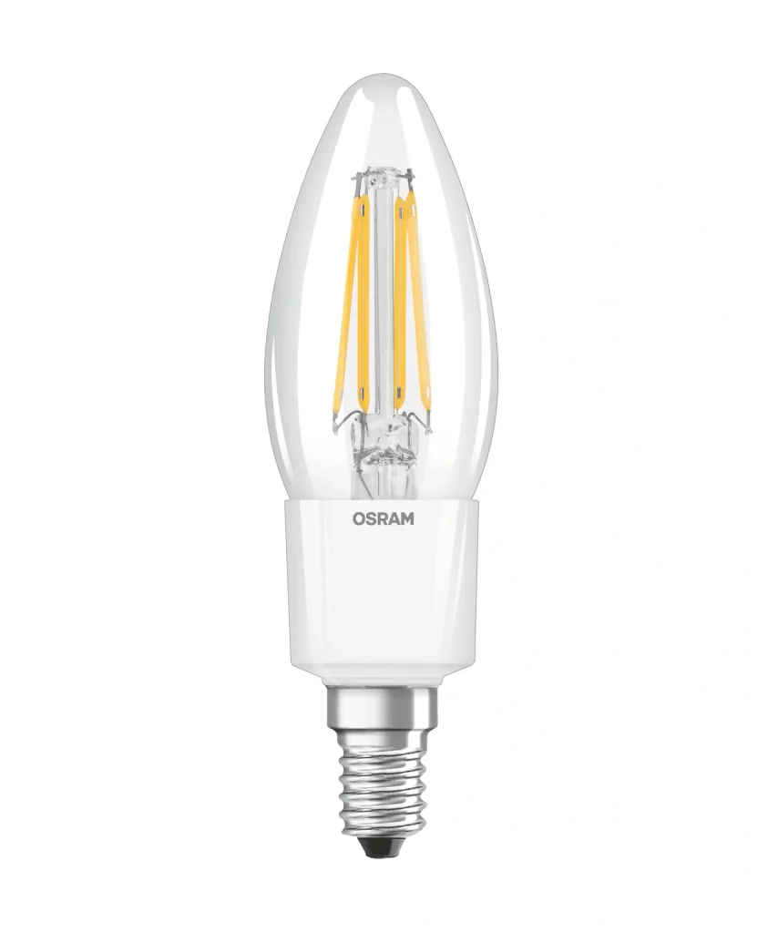 LED SUPERSTAR FILAMENT drop lamp with 6.5 watts, E14, warm white, clear