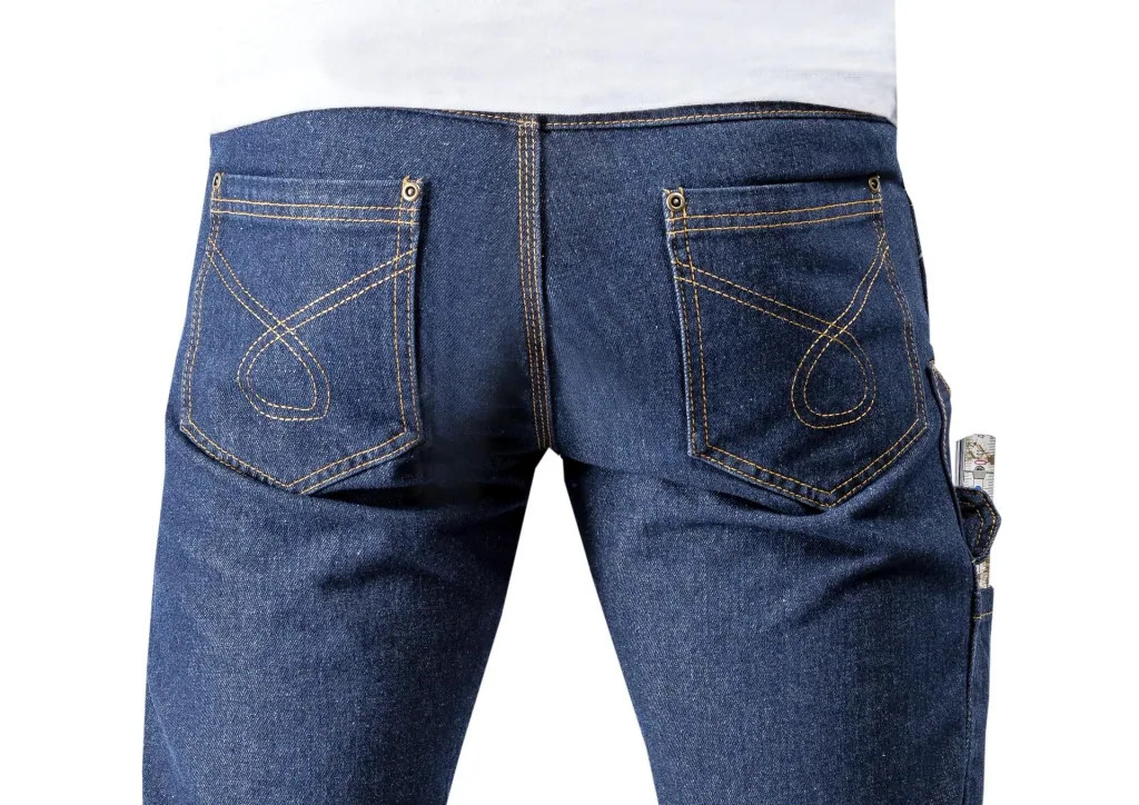 Work jeans with knee patches, color blue, size 48