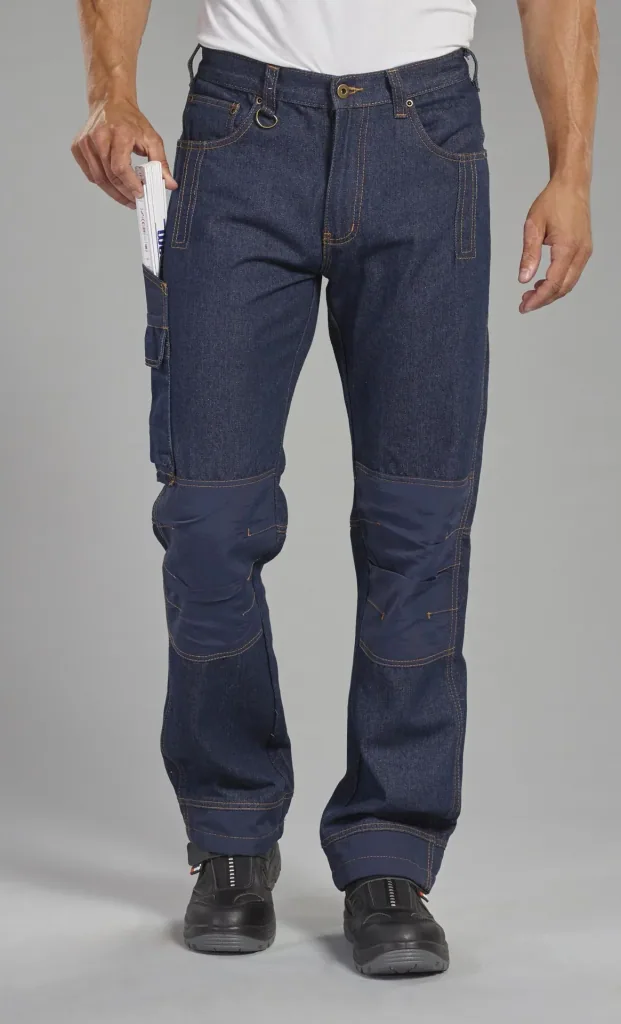 Work jeans with knee patches, color blue, size 48