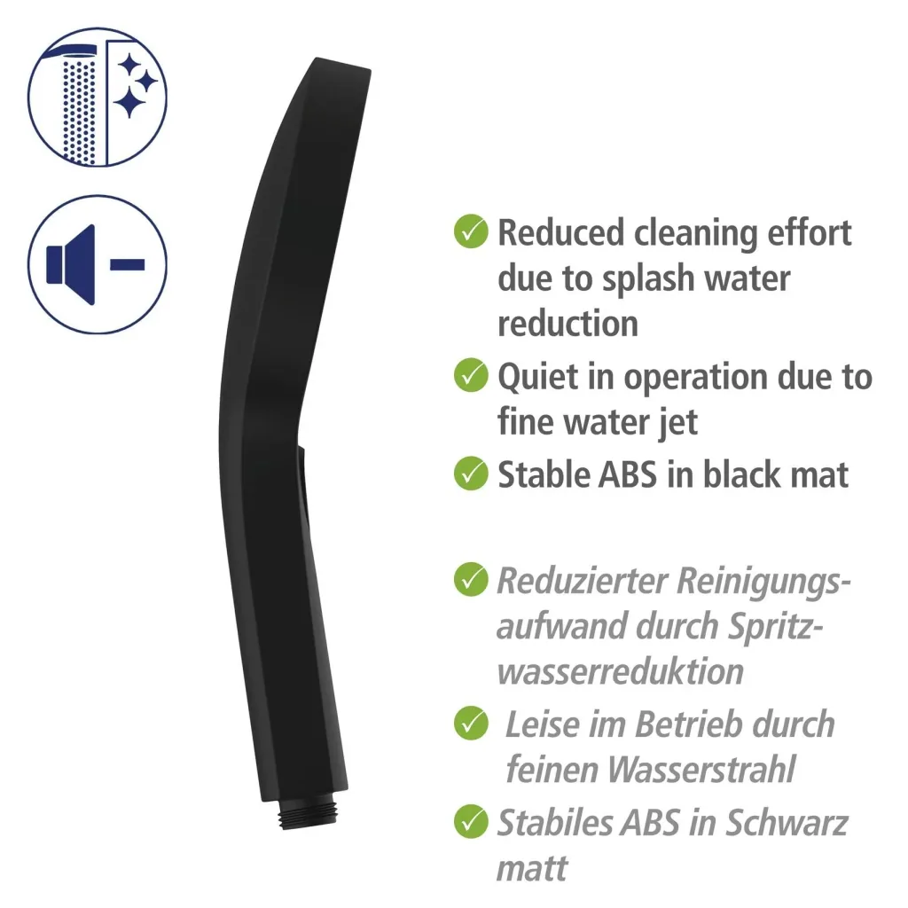 Softwater Black shower system - easy connection to existing fittings or wall connection elbow