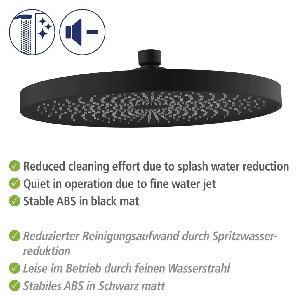 Softwater Black shower system - easy connection to existing fittings or wall connection elbow