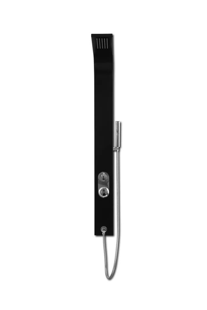 Shower panel Care Black 150x15 cm, shower set with 2 different shower functions