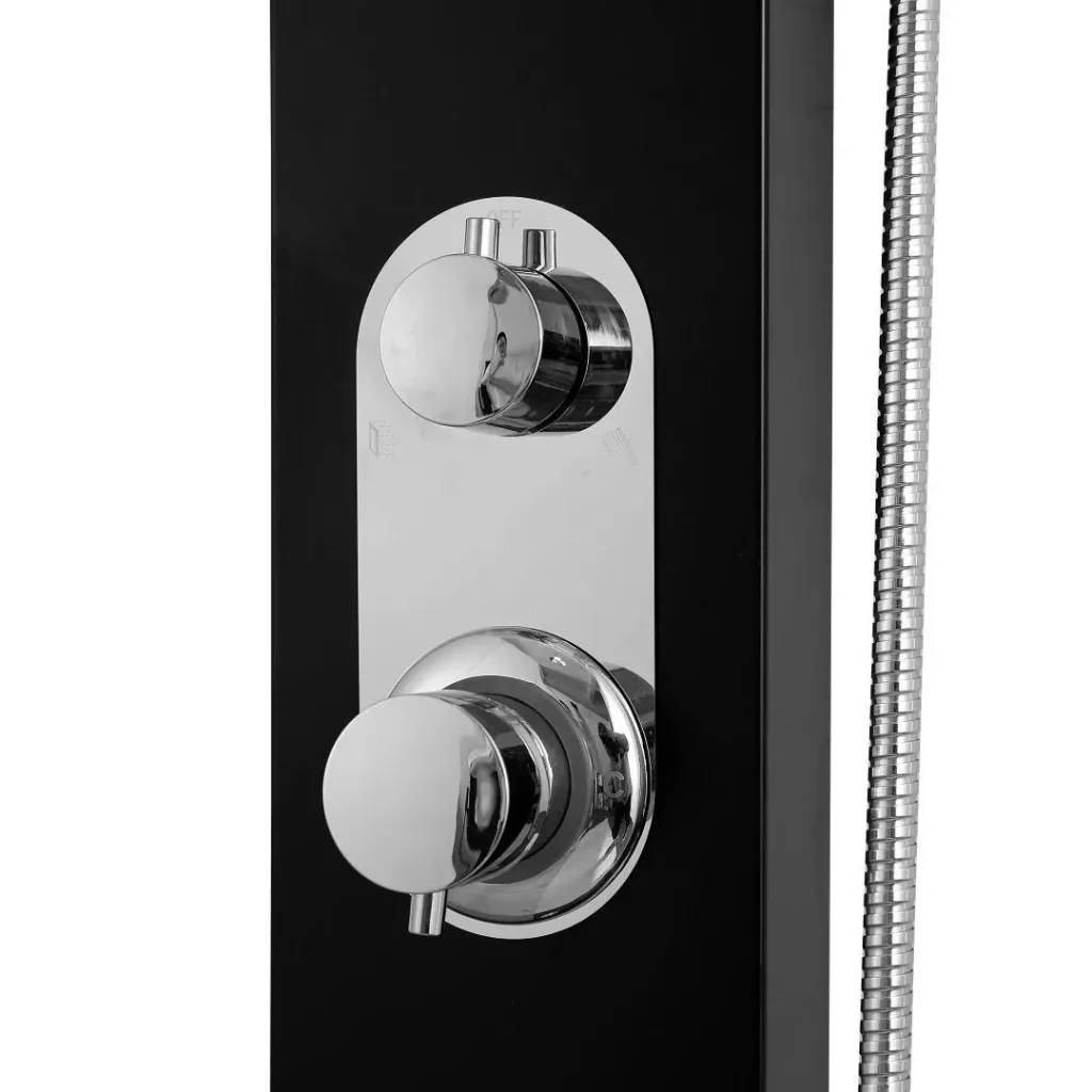 Shower panel Care Black 150x15 cm, shower set with 2 different shower functions
