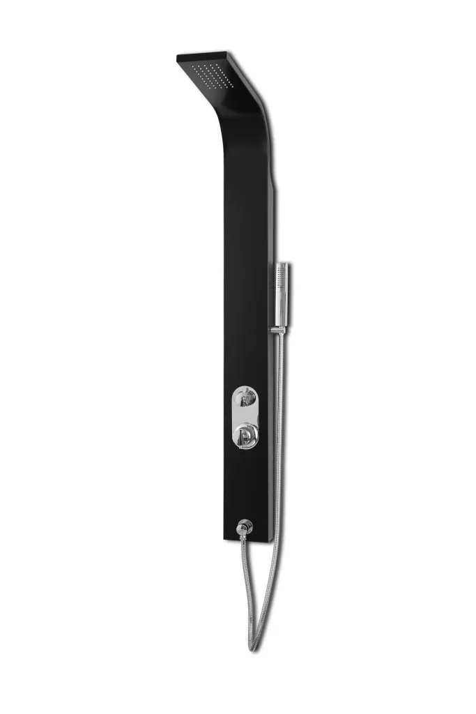 Shower panel Care Black 150x15 cm, shower set with 2 different shower functions