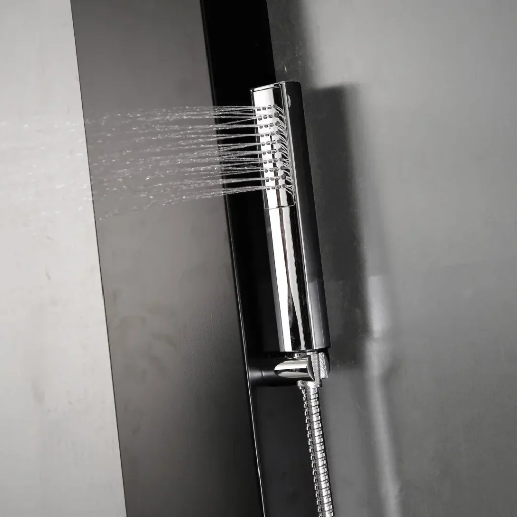 Shower panel Care Black 150x15 cm, shower set with 2 different shower functions
