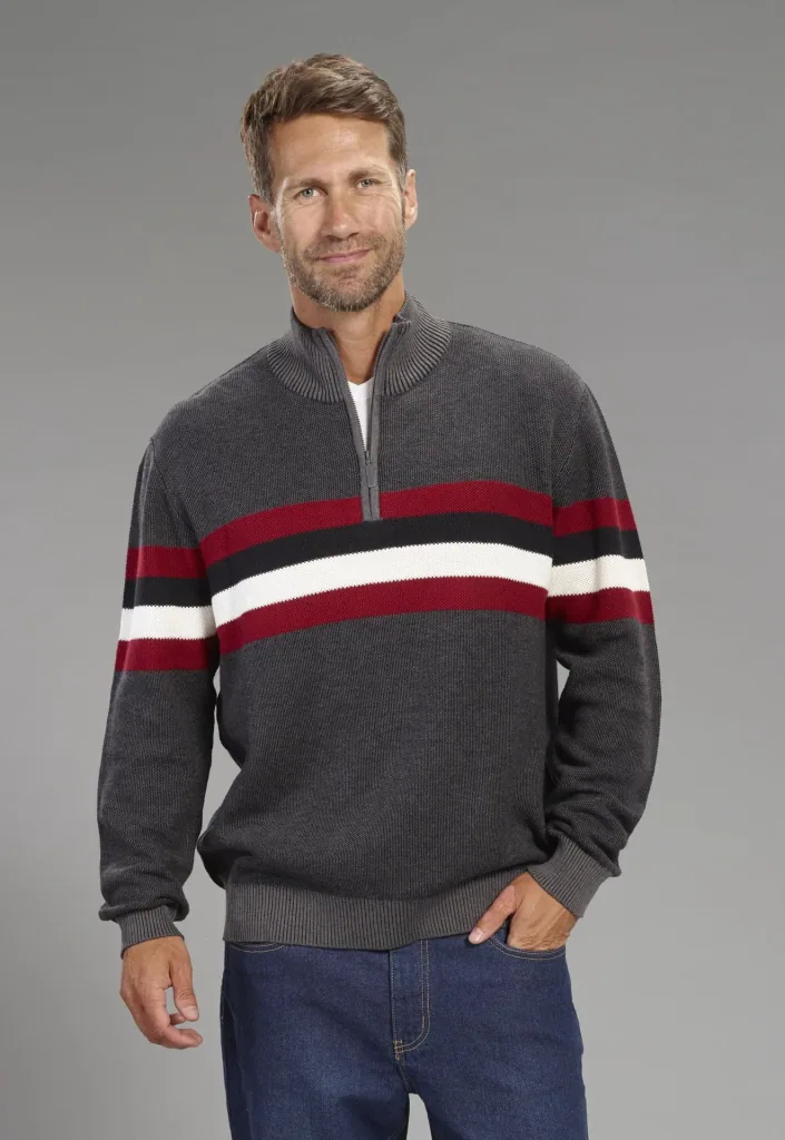 Sweater with stand-up collar, color gray, size M