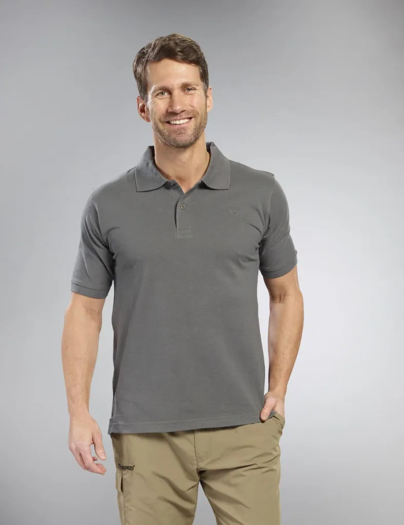 Buttoned polo shirt, color gray/green, size 2XL