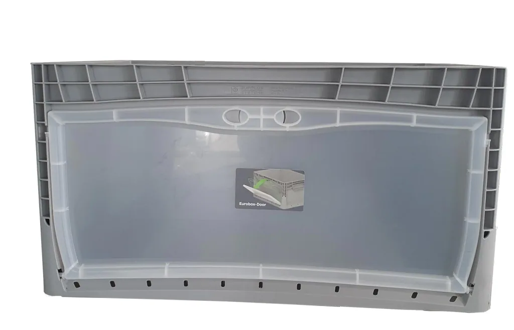 Euro-standard container, 300 x 400 x 220 mm, grey with transparent removal flap
