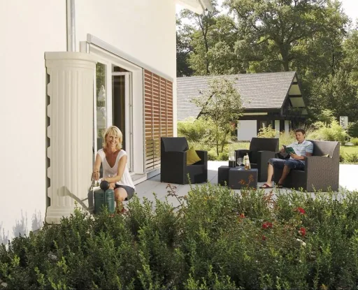 Column tank / rain barrel "CLASSIC line", sand beige, 500 liters.