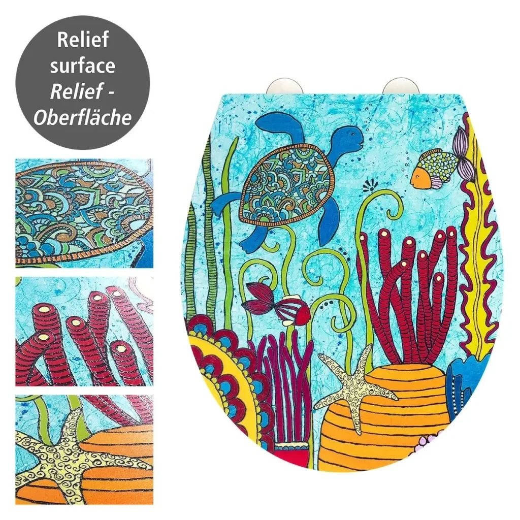 Toilet seat Under Water, Rollin'Art toilet seat with relief surface and soft close