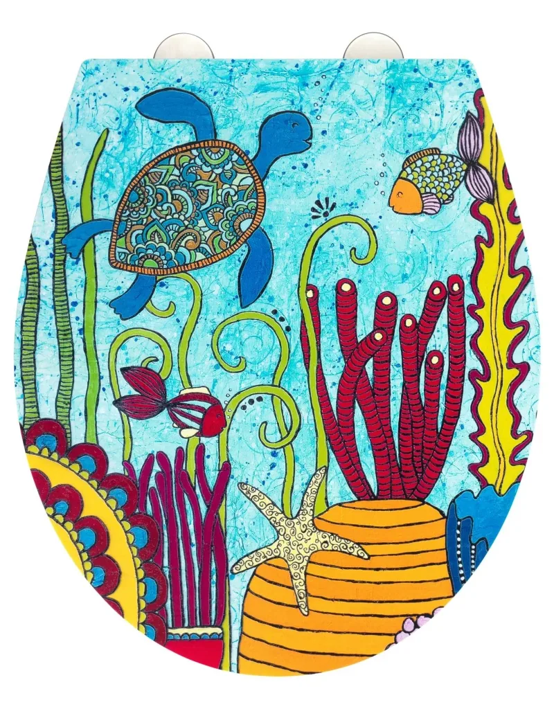 Toilet seat Under Water, Rollin'Art toilet seat with relief surface and soft close